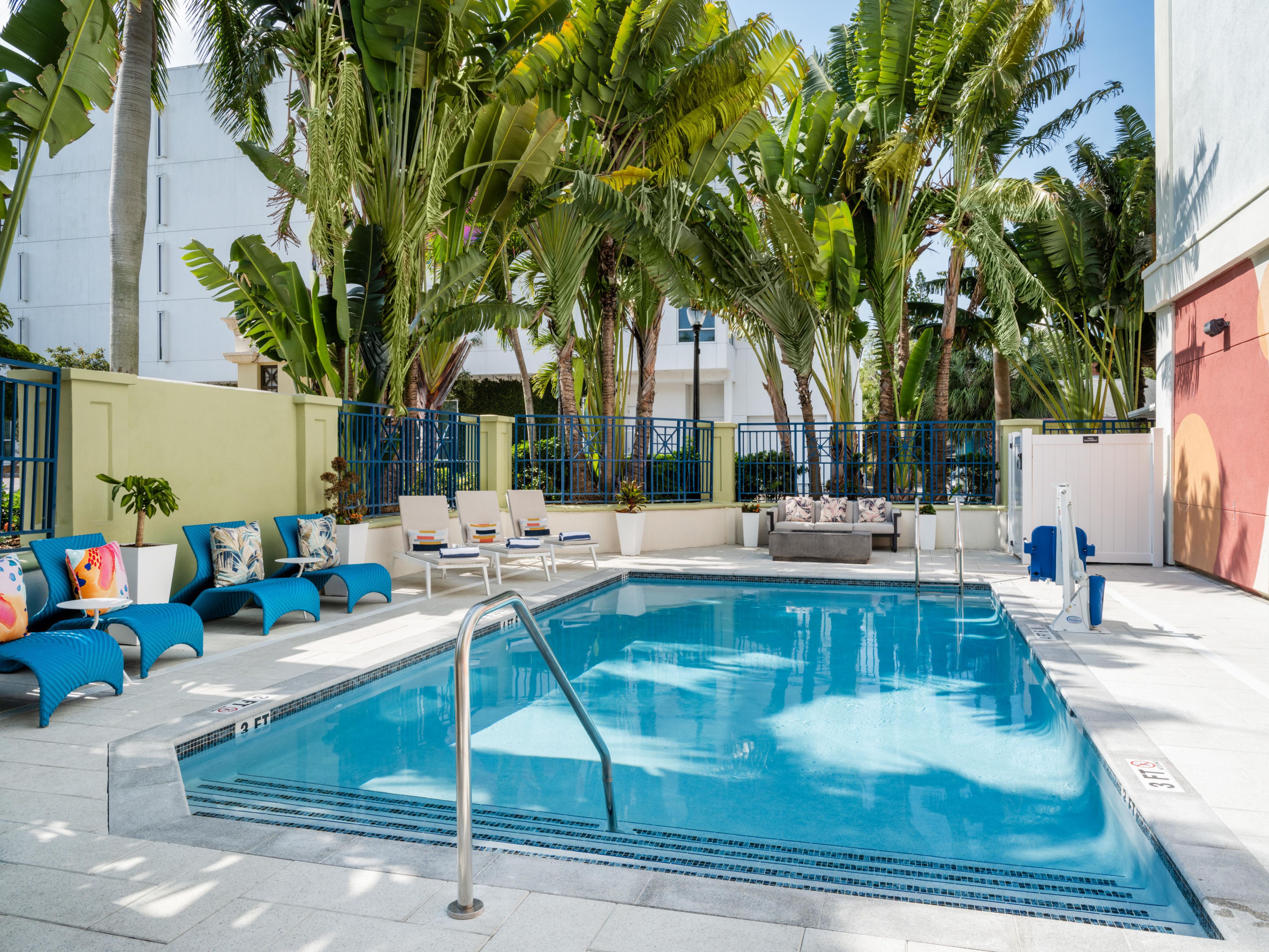 Stay refreshed and energized in the Sarasota sun at our pool.