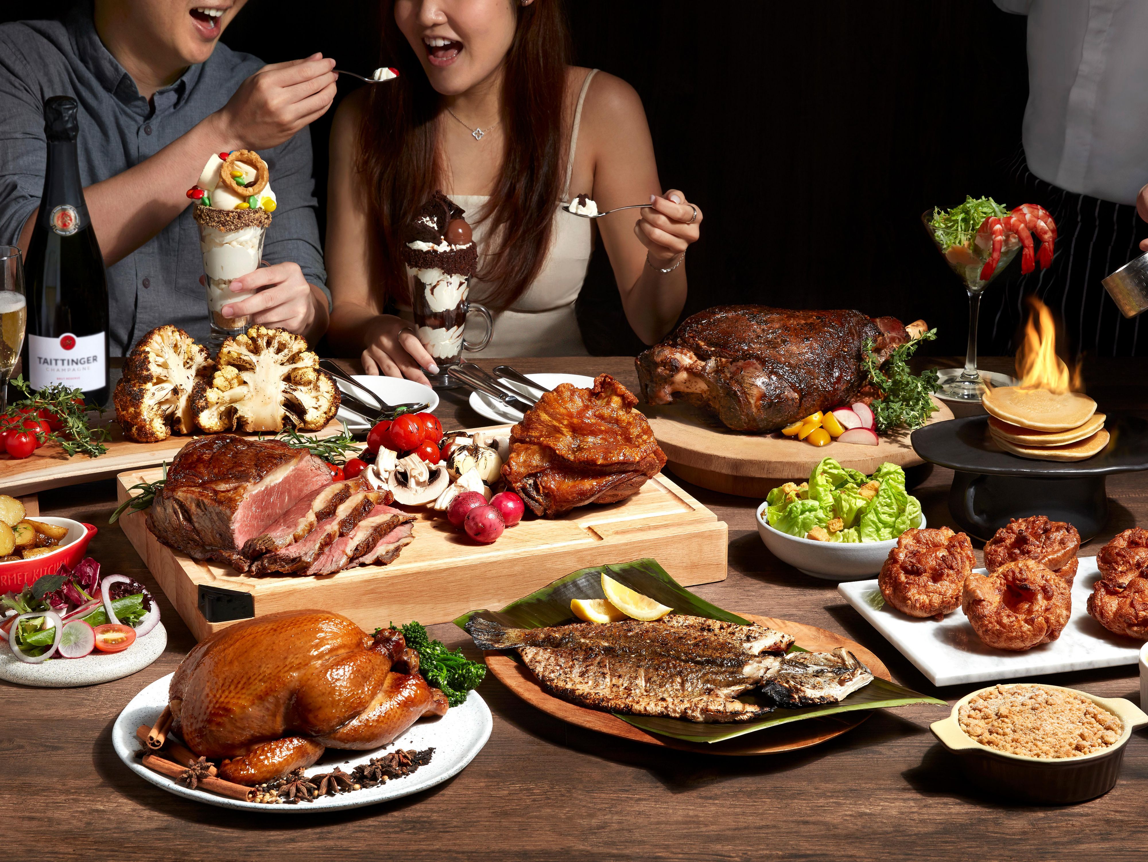 Your Sundays deserve a celebration of exceptional flavours, shared with the finest company. From succulent steaks and meats to the freshest seafood, every bite is infused with smoky, fire-kissed perfection. Round out your meal with a variety of starters, sides, and desserts, then indulge in chef's specials from a roaming Gueridon station.