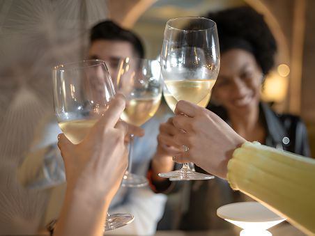 Women toasting with champagne